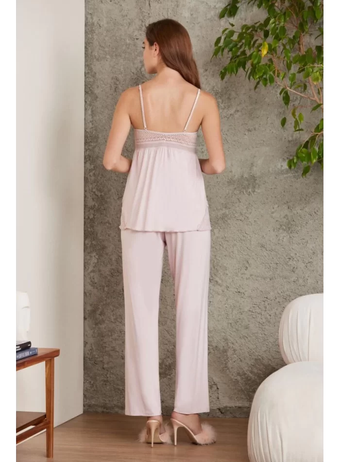 Kaliteli Şık 3Lü Pijama Takımı - Pudra Renk