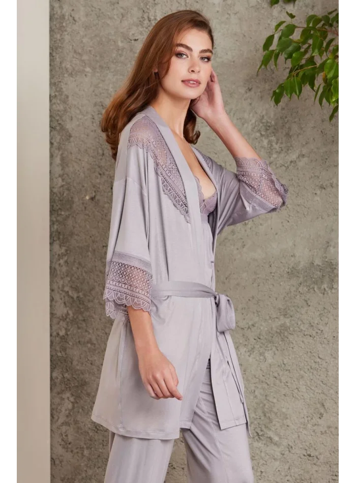 Kaliteli Şık Royal Dantelli Penye Pijama Takımı