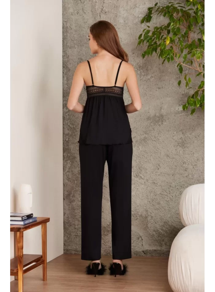Kaliteli Şık Siyah 3Lü Pijama Takımı
