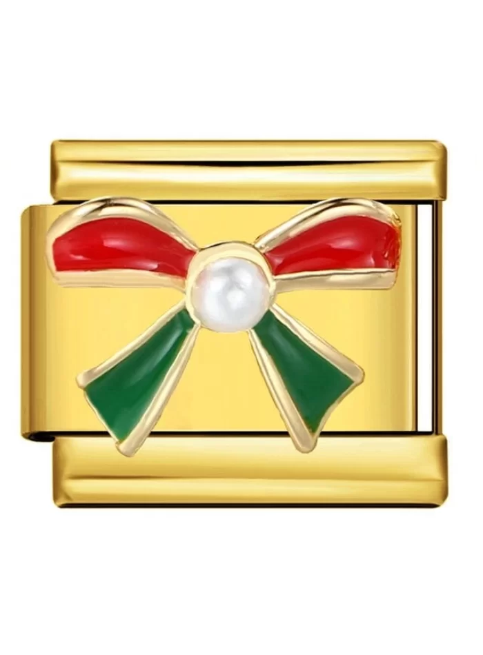 Fiyonk Kurdele Desenli İtalyan Gold Charm