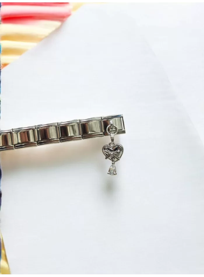 Fiyonk ve Kalp Detaylı İtalyan Charm