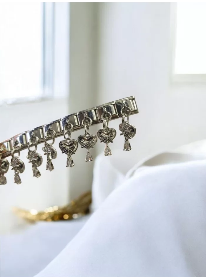 Fiyonk ve Kalp Detaylı İtalyan Charm
