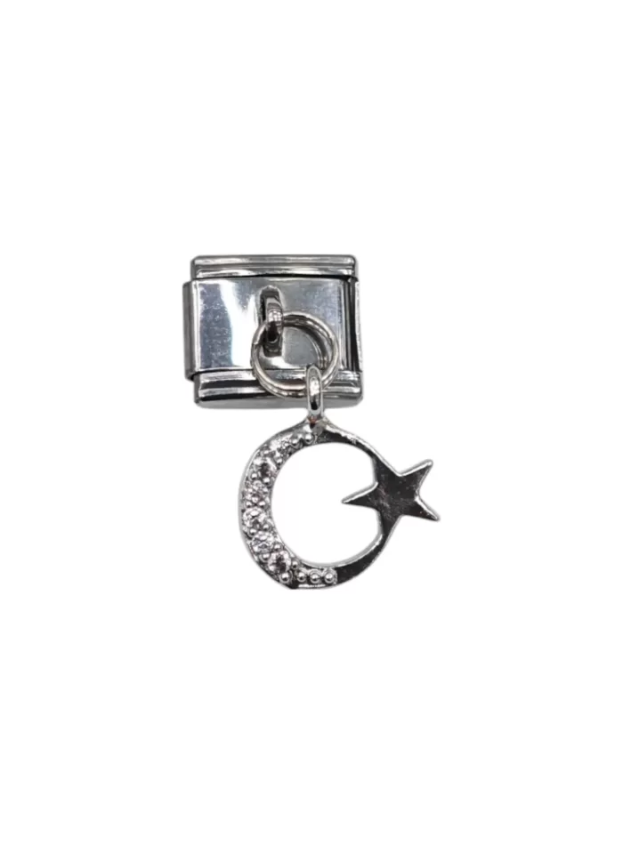 Hilal Yıldız Desenli Sallantılı İtalyan Charm
