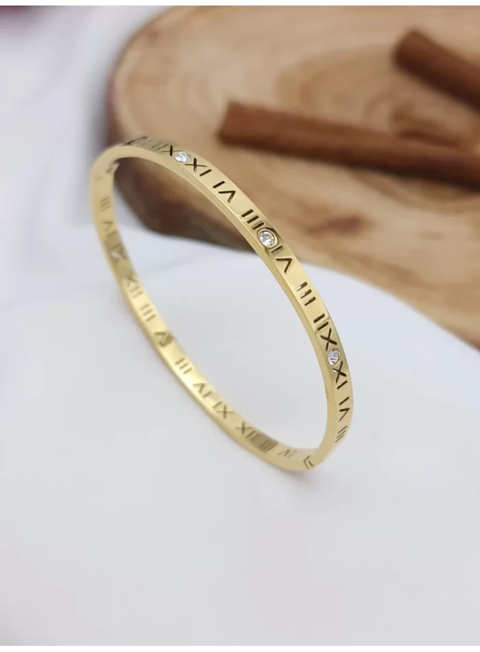 İnce Roma Rakamlı Bilezik Gold Renk