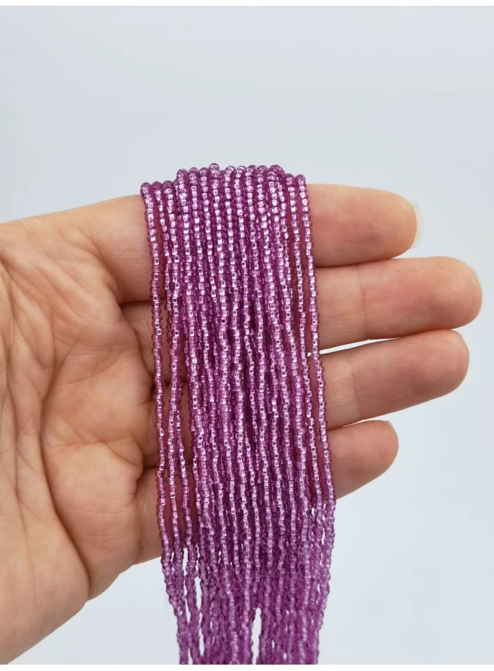 İpe Dizili Cam Köşeli Koyu Pembe