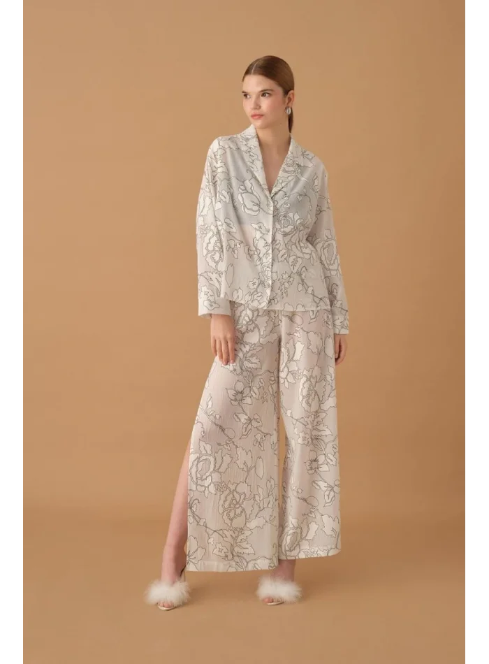 IRIS Şık ve Rahat Kadın Braletli Pijama Takımı - Beyaz
