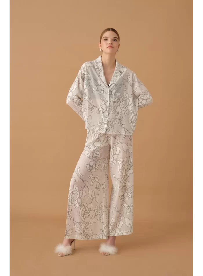 IRIS Şık ve Rahat Kadın Braletli Pijama Takımı - Beyaz