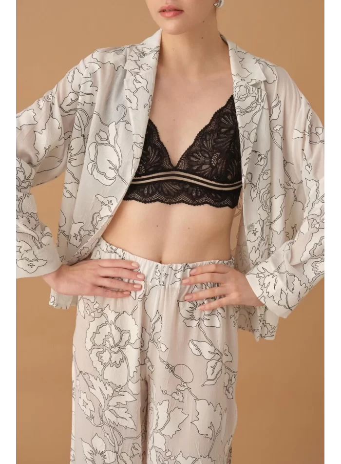 IRIS Şık ve Rahat Kadın Braletli Pijama Takımı - Beyaz