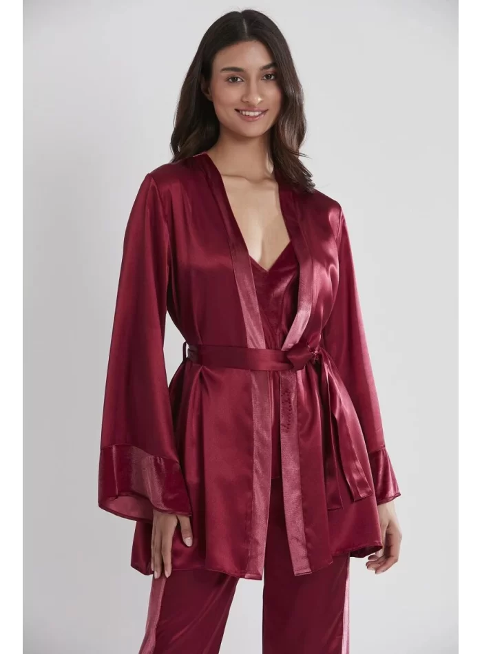 Kaliteli Şık 3lü Kadın Pijama Takımı - Bordo Renk
