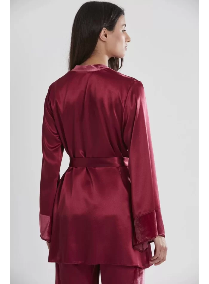 Kaliteli Şık 3lü Kadın Pijama Takımı - Bordo Renk