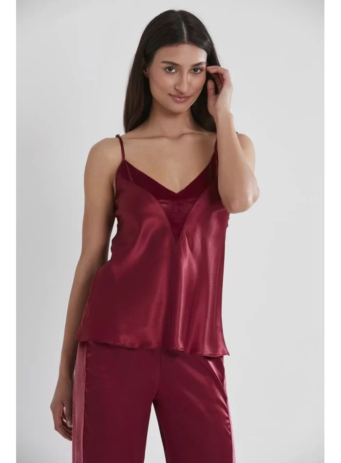 Kaliteli Şık 3lü Kadın Pijama Takımı - Bordo Renk