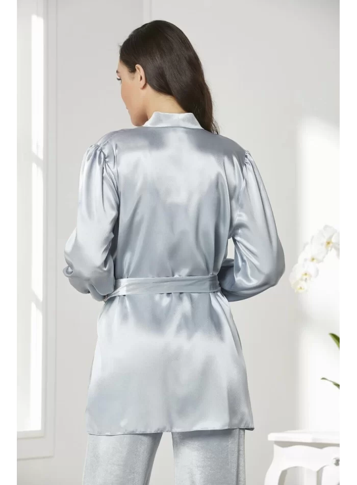 Kadife Şık Kadın Crop Pijama Takımı - Mist Renk