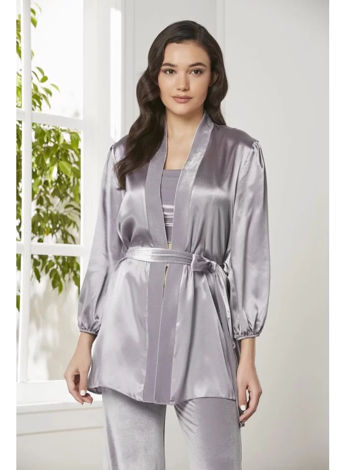 Kadife Şık Kadın Crop Pijama Takımı - Royal
