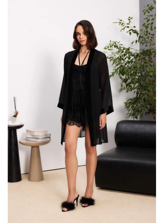 Kaliteli Şık Siyah Kadın Pijama Takımı