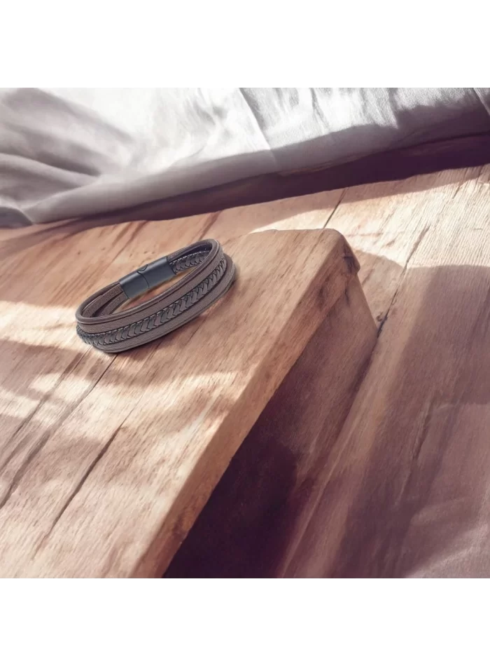 Kahve Siyah Çoklu Deri Bileklik