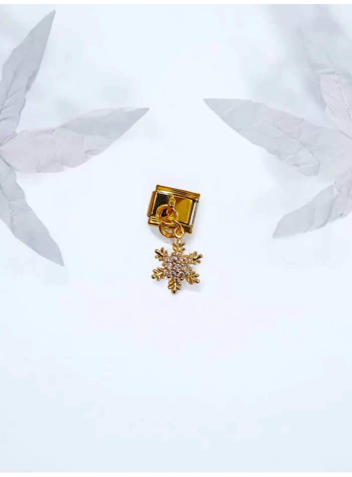 Kar Tanesi Desenli İtalyan Charm Sallantılı