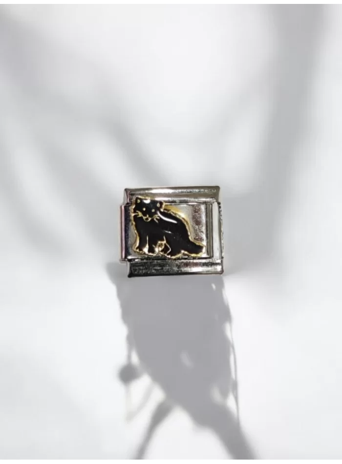 Kara Kedi Desenli İtalyan Charm