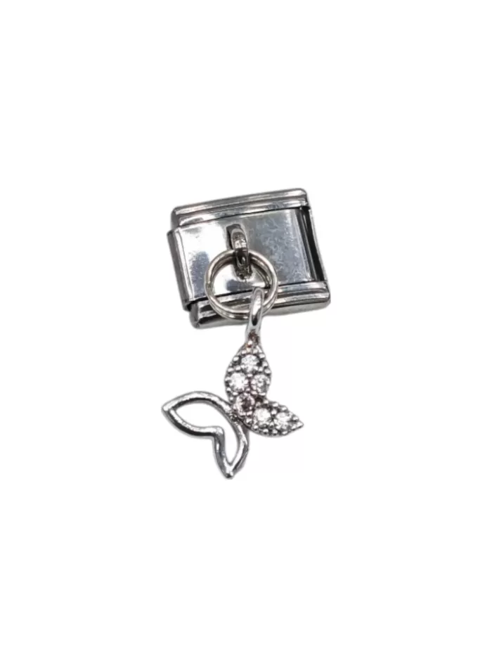 Kelebek Desenli İtalyan Charm Zirkon Taşlı