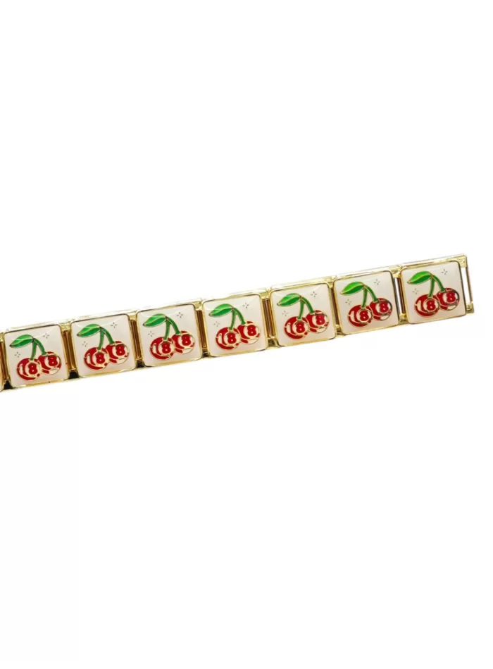 Kiraz Desenli İtalyan Charm Gold