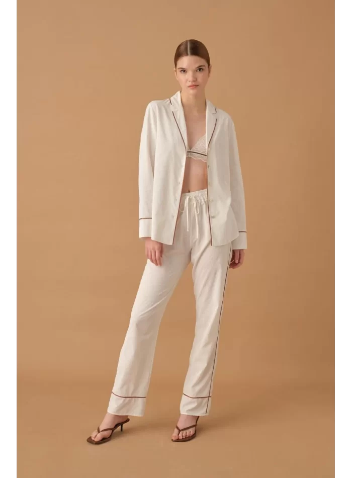 Kylie Şık Rahat Beyaz Kadın Pijama Takımı