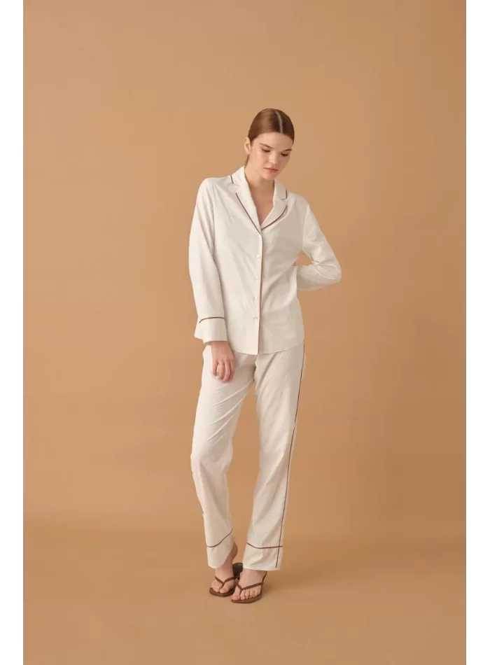 Kylie Şık Rahat Beyaz Kadın Pijama Takımı