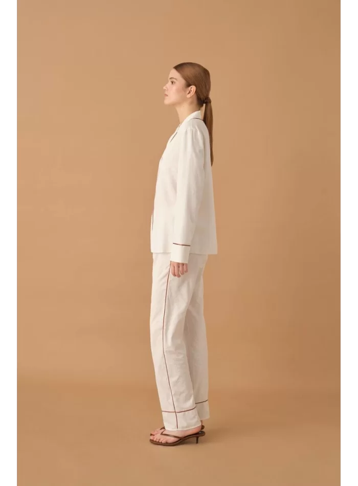 Kylie Şık Rahat Beyaz Kadın Pijama Takımı