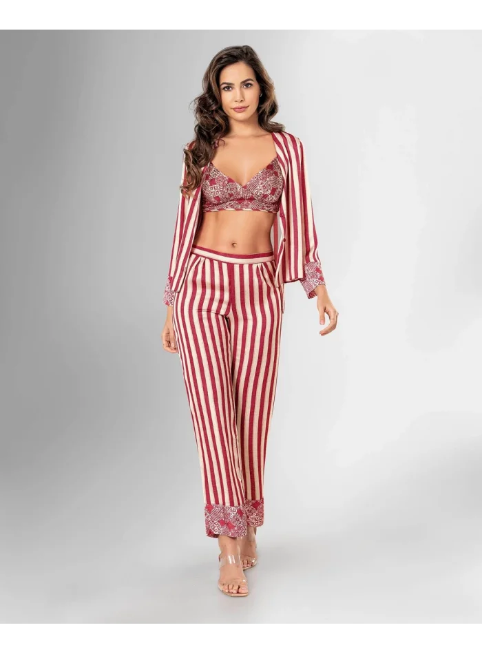 Kaliteli Şık 3lü Pijama Takımı 1844