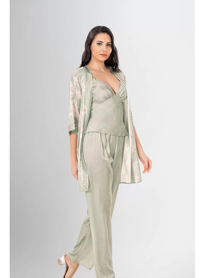 Desenli Şık Kaliteli 3lü Pijama Takımı
