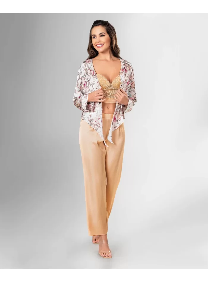 Kaliteli Şık 3lü Gold Pijama Takımı