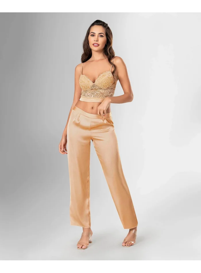 Kaliteli Şık 3lü Gold Pijama Takımı