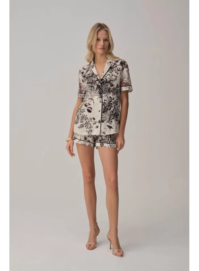 LUNA Şık Beyaz Kadın Pijama Takımı