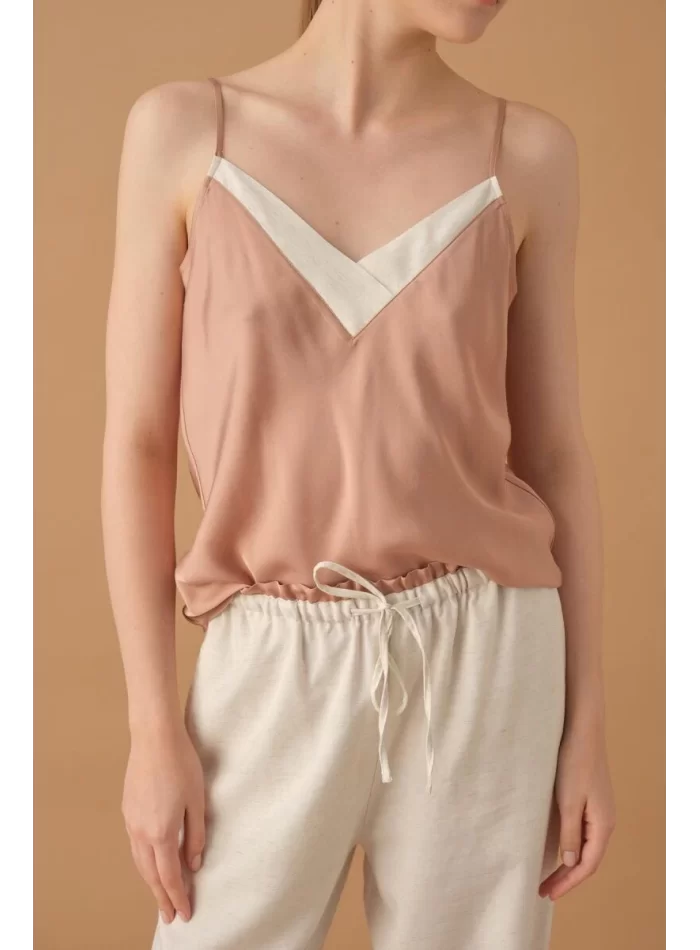 NICOLE Şık Rahat Kadın Kimono Pantolon Pijama Takımı - Neutral