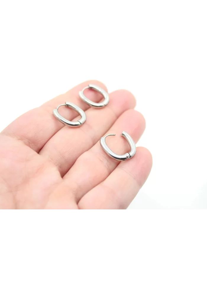 Oval Kalın Çelik Küpe