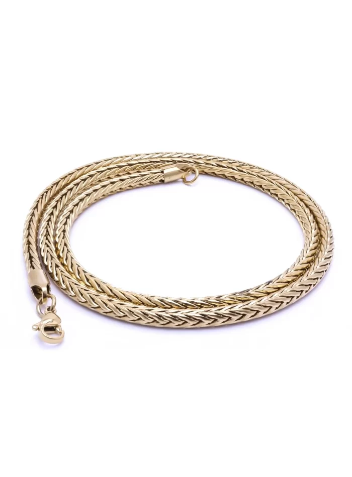 Oval Kral Bakla Örgülü Çelik Kolye 4Mm
