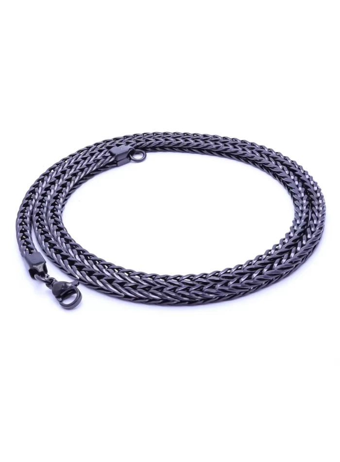 Oval Kral Bakla Örgülü Çelik Kolye 4Mm