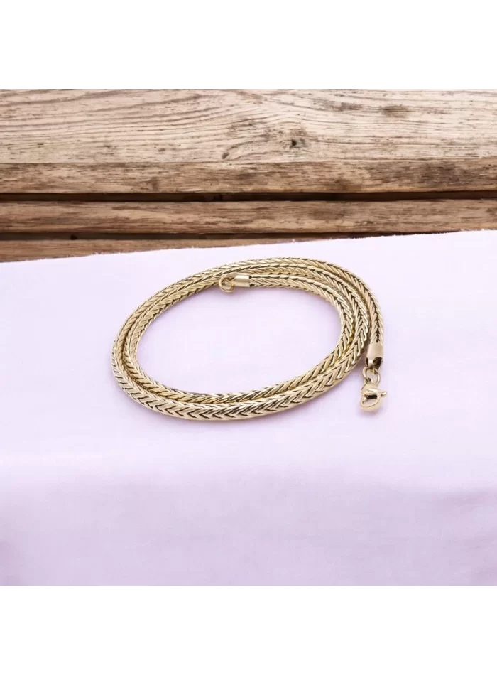 Oval Kral Bakla Örgülü Çelik Kolye 4Mm