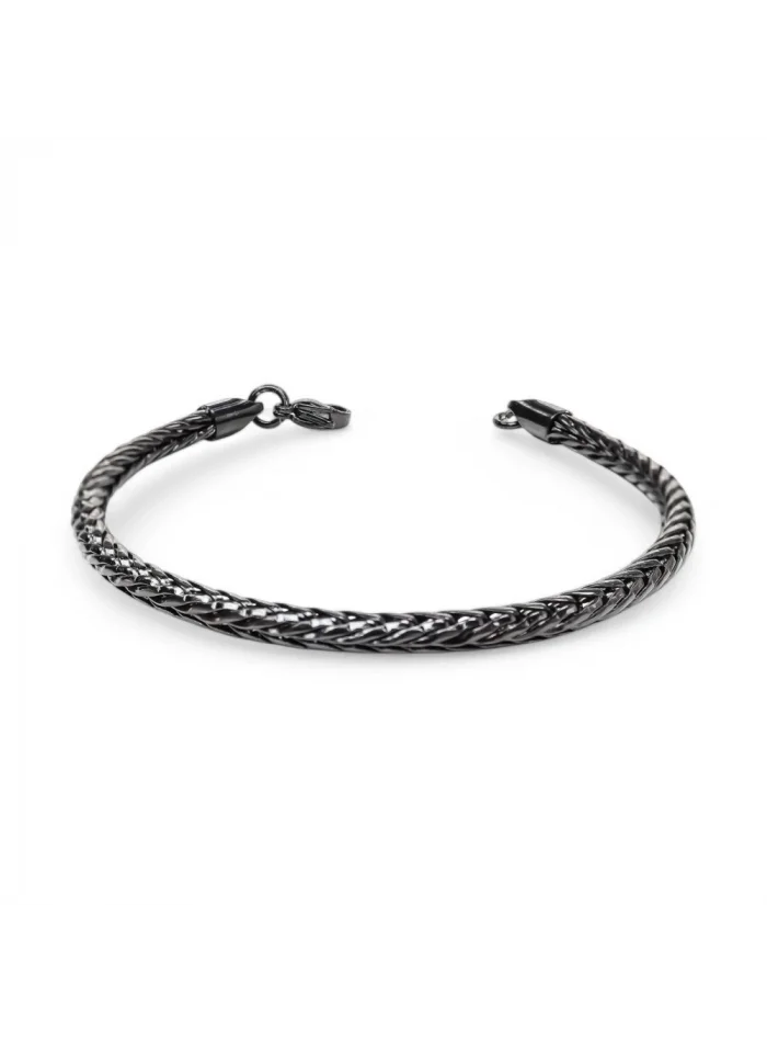 Oval Kral Bakla Örgülü Siyah Çelik Zincir Bileklik 4.0Mm