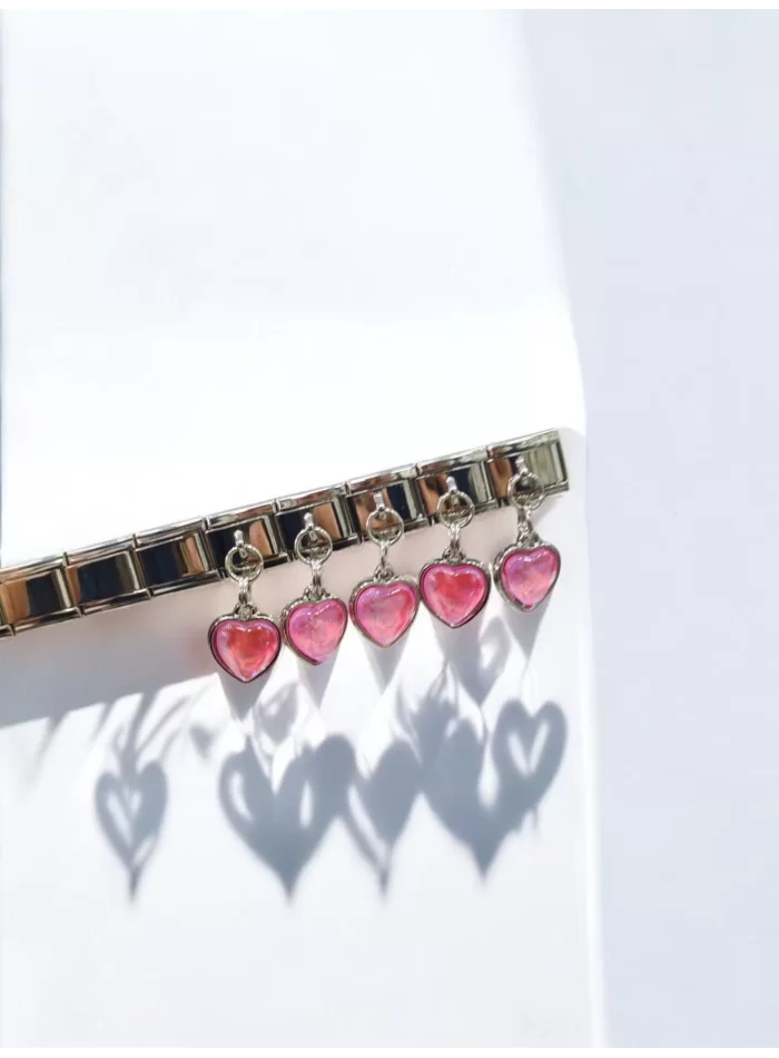 Pembe Kalp Detaylı İtalyan Charm