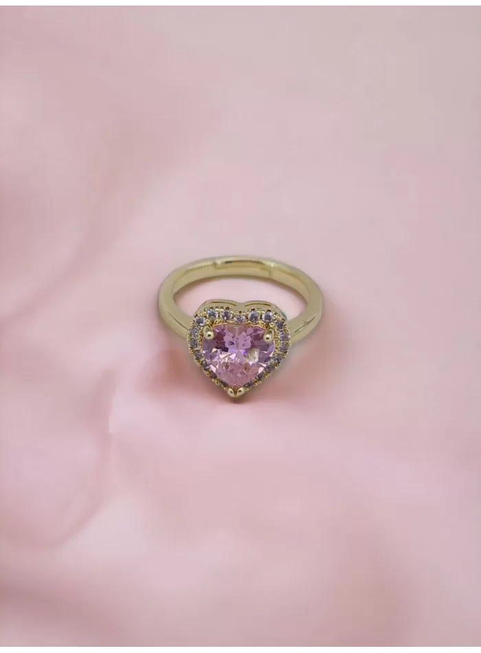 Pembe Kalp Detaylı Yüzük