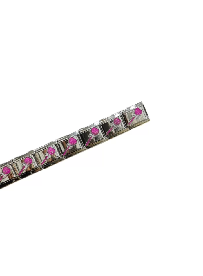 Pembe Renkli Fiyonk Desenli İtalyan Charm