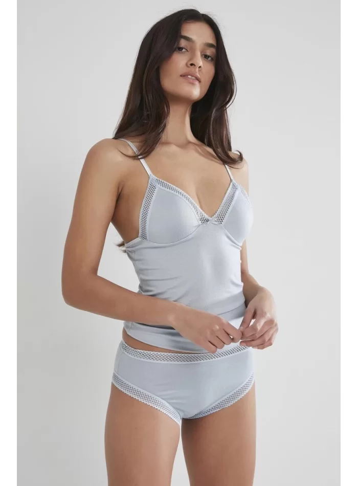 Penye Şık Kadın Atlet Külot Kaşkorse Set - Mist Renk