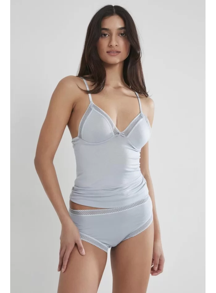 Penye Şık Kadın Atlet Külot Kaşkorse Set - Mist Renk