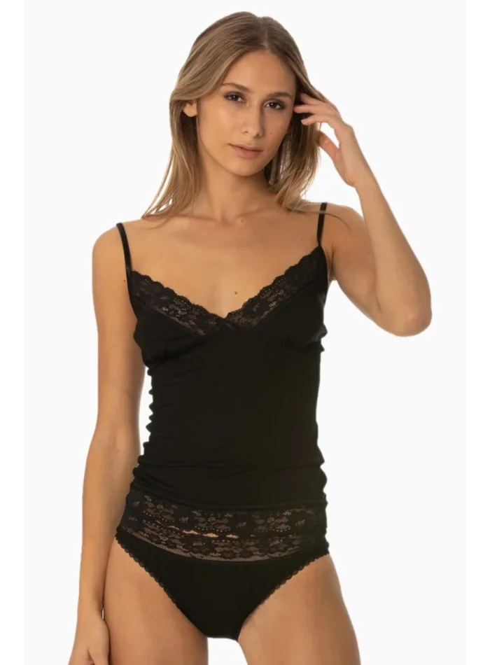 Penye Şık Siyah Atlet Külot & Kaşkorse Set
