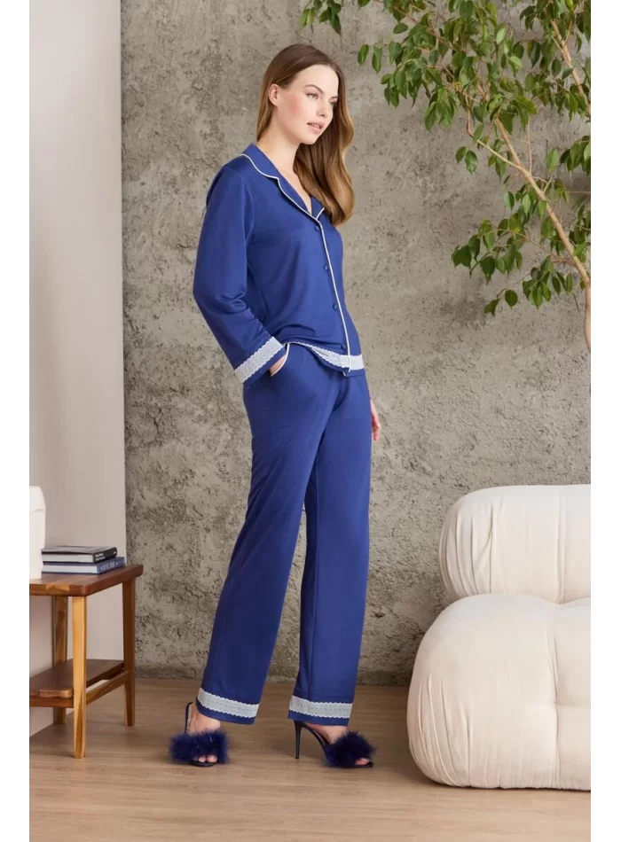Penye Biyeli Şık Kadın Gecelik Pijama