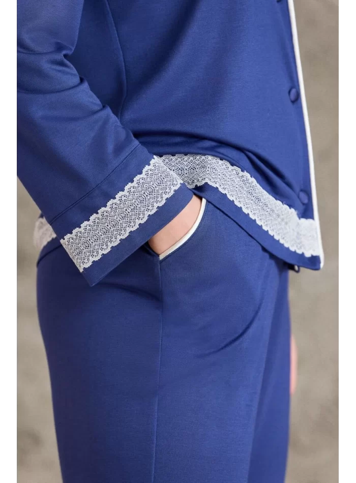 Penye Biyeli Şık Kadın Gecelik Pijama
