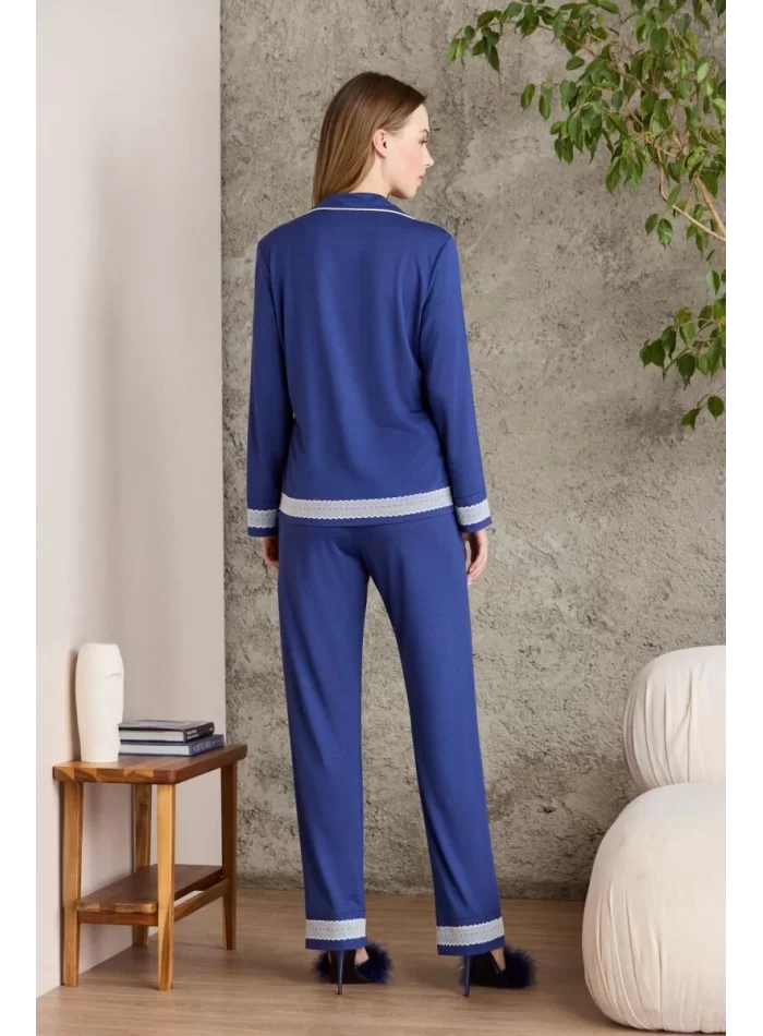 Penye Biyeli Şık Kadın Gecelik Pijama