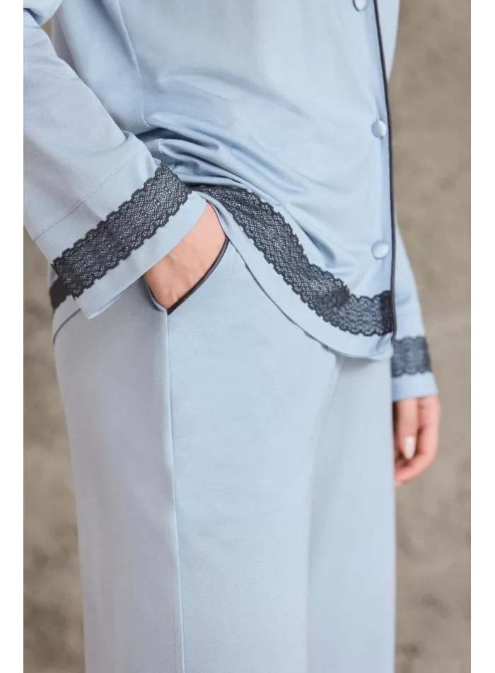 Penye Biyeli Şık Kadın Gecelik Pijama