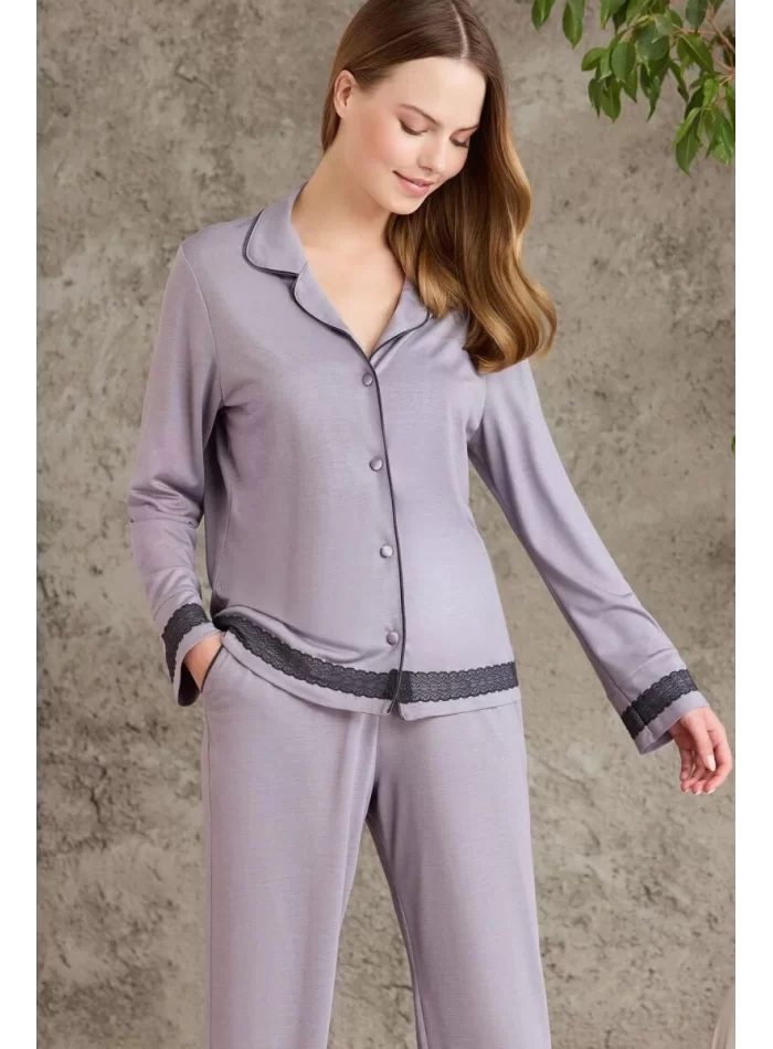 Penye Biyeli Şık Kadın Pijama Takımı