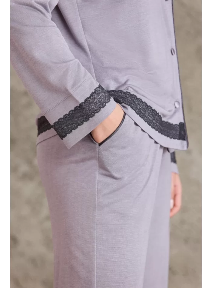 Penye Biyeli Şık Kadın Pijama Takımı