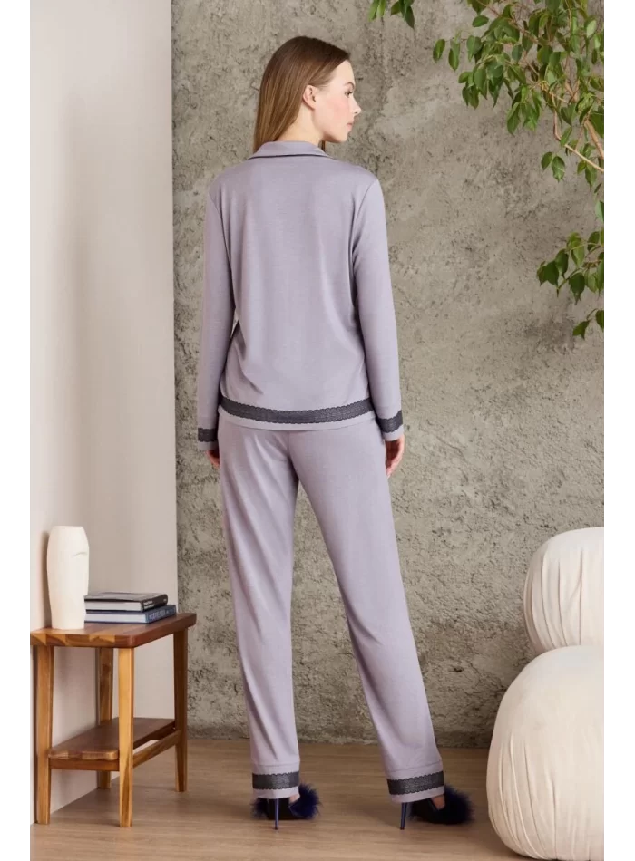 Penye Biyeli Şık Kadın Pijama Takımı